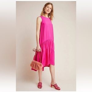 Anthropologie Maeve Marlene Fuchsia Tiered Maxi Dress Size XS